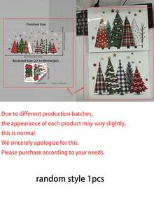 1/2pcs Plaid Buffalo Check Static Cling Window Stickers, Suitable For Christmas Tree, Snowflake And Star Decorations, Reusable PVC Film, Asymmetrical Shape, Suitable For Glass Doors, Cafes, Farmhouse Country Style Winter Christmas Decor - Multicolor - View 11