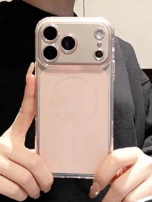 Luxury Translucent Clear Camera Protection Soft Phone Case Compatible With IPhone 18ProMax 18Pro 17 Pro Max 17 16 15 14 13 Pro Max Lens Protective Back Cover - Pink - View 3