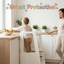 UBRAVOO Wooden Toddler Kitchen Helper Tower With Adjustable Height, Learning Standing Stool For Kids & Toddlers, Non-Slip Step Stool For Bathroom Kitchen - White - View 5