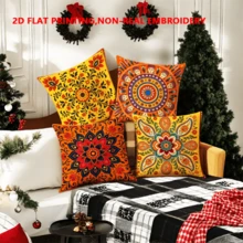 4 Stück Boho-Stil Kissenbezüge, Vintage-Muster Kissenbezüge, Mandala-Muster quadratische Kissenbezüge, weiche und bequeme Kissenbezüge, Reißverschluss, perfekt für Wohnzimmer, Sofa, Bett, Schlafzimmer, Zimmer, Veranda, Terrasse, Auto, Büro, Heimdekoration und Geschenk, doppelseitiger Muster, Partydekoration Kissenbezüge, mehrere Größenoptionen, maschinenwaschbar (Kissenfüllung nicht enthalten), 150 g/m² - Verschiedenfarbig - Übersicht 9