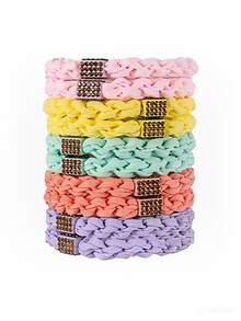 10pcs Woven Rhinestone Hair Ties, Cute Elastic Hair Accessories, Women's Ponytail Hair Bands - Multicolor - View 11