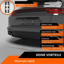4 Sets EU Standard License Plate Holders, 520x110mm Universal License Plate Frame For Front And Rear European License Plates (Except Austria), ABS Material Car Registration Plate Replacement, Stable Anti-Vibration, Easy Installation, Secure Fit, Includes Screws And Adhesive Pads - XC-w319 - View 6