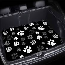 1pc Black And White Paw Print Pattern Car Trunk Mat, Keeps Your Car Interior Clean And Stylish, Practical And Fashionable Car Interior Protection, Adds Personalized To Your Car, Suitable For All Car Models Trunk Protection. - A - View 11