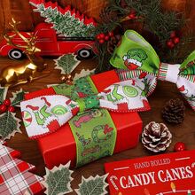Funko 5 Styles Grinch Christmas Wired Ribbon, Green Monster Printed Wired Edge Ribbon For DIY Bows, Wreath & Gift Wrapping Decor - Single Piece - View 8