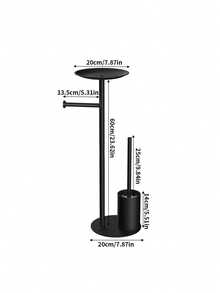 1pc Freestanding Toilet Paper Holder With Toilet Brush, Built-In Storage Tray, Space Saving Floor Rack, Multi-Function Bathroom Accessory, Tissue Roll Dispenser, Great For Small Restroom, Apartment, Tiny Home, Bathroom Accessory Set - Multicolor - View 5