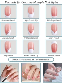 2/1pc French Manicure Brush Set, Angled Crescent Flat Head Brush, Crescent-Shaped Precision Nail Art Tool, Suitable For French Manicure, Gel Nail Polish Ombre, Outlining And Detail Painting, Fine Line Nail Brush For Precise Lines And Delicate Details - Multicolor - View 5