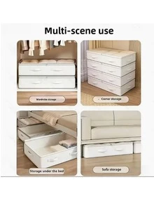 1/3 piezas Caja de almacenamiento plegable, Organizador de armario debajo de la cama blanco, Contenedor de almacenamiento plegable debajo de la cama, Excelente funcionalidad - Blanco - Ver 3