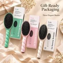 Elegant Detangling Hair Brush With Rounded Massage Tips, Soft Flexible Bristles And Twisted Comfort Handle For Smooth Daily Hair Care, Styling And Scalp Massage - Multicolor - View 7
