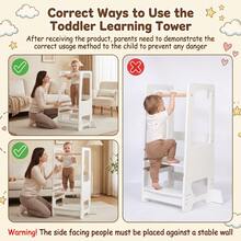 UBRAVOO Wooden Toddler Kitchen Helper Tower With Adjustable Height, Learning Standing Stool For Kids & Toddlers, Non-Slip Step Stool For Bathroom Kitchen - White - View 7