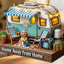 Home Away From Home Dog Camping Fridge Magnet, A Pet Friendly Road Trip Story For Family Kitchen Memories For All Metal Surfaces Throughout The Home - A - View 1