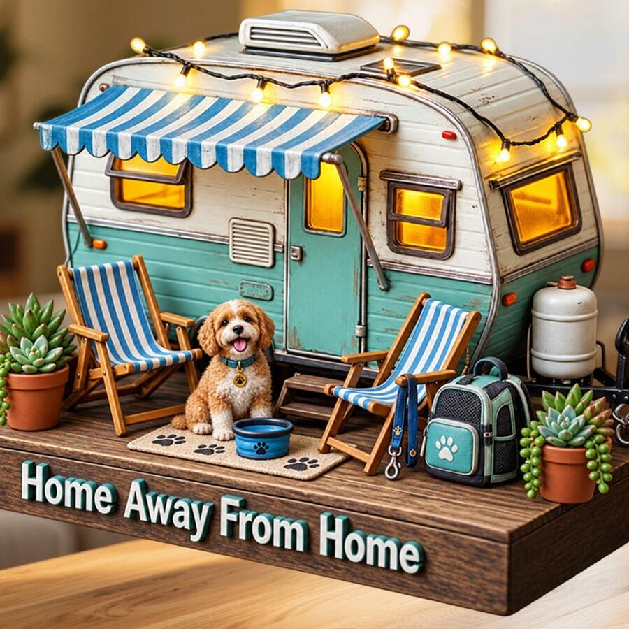 Home Away From Home Dog Camping Fridge Magnet, A Pet Friendly Road Trip Story For Family Kitchen Memories For All Metal Surfaces Throughout The Home - A - View 1