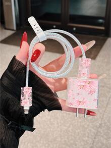 Y2K Sweet Pink Lily Butterfly Charging Head Protective Case, Charger Cable Protector, Compatible With Apple 20W Charger, Minimalist Apple Charger Protective Shell, Compatible With 20W Phone 15/16 Pro Max Charging Cable Protector, Anti-Scratch, Anti-Bite, Compatible With 13/14 Plus/17/16PROMAX, Gift For Girlfriend - Multicolor - View 4