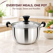26cm Korean Minimalist Stainless Steel Soup Pot With Lid, Compact Daily Cooking Pot - View 5