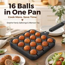 Wajan Takoyaki, Cetakan Bola Gurita Berlapis Halus dengan Gagang Panjang, Cetakan Kue Bulat Multi-Lubang untuk Kompor Gas, Wajan Ebelskiver untuk Takoyaki, Cake Pops, Bakso, dan Camilan - View 8