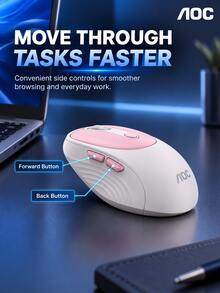 AOC MS300 Wireless Dual-Mode Bluetooth Mouse, Ergonomic Portable Office Mouse, Universal For Desktop And Laptop, Available In Black, White, Pink, And Multiple Colors - View 4