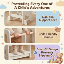 UBRAVOO Wooden Toddler Kitchen Helper Tower With Adjustable Height, Learning Standing Stool For Kids & Toddlers, Non-Slip Step Stool For Bathroom Kitchen - White - View 6