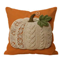 1pc 2D Printed Knitted Pumpkin Pattern Orange Bohemian Farmhouse Style Autumn Decorative Pillow Case, Sofa Cushion Home Decor, Not Embroidered, No Pillow Insert - Multicolor - View 11