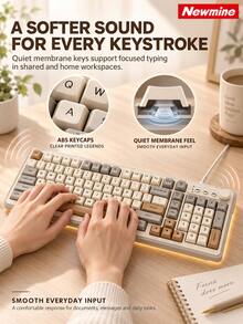 Newmine BK212 Wired Membrane Keyboard, 26-Key Anti-Ghosting, Ergonomic, RGB Backlit, External Keyboard For Office, Dorm, And PC, USB Plug And Play - View 5