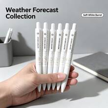 6pcs Weather Forecast Retractable Gel Pens, 6 Styles, 0.5mm Black Ink. Smooth Writing For Office, Study, And Daily Use. - Multi-color - View 5