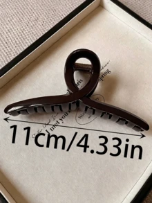 4 Pcs Large Dark Brown Glossy Hair Claw Clips - Minimalist Square,Curved,Loop Designs,Non-Slip,Strong Hold Accessories,Long Hair,Women & Girls Fall - Brown - View 2