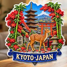 Kyoto Japan Fridge Magnet, A Deer And Pagoda Story Among Autumn Leaves For Peaceful Kitchen Daydreams For All Metal Surfaces Throughout The Home - A - View 6