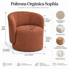 Poltrona Orgânica Sophia Bouclé Imperial D23 Moderna Decorativa Sala Quarto Recepção - Laranja Queimado - Visão 7