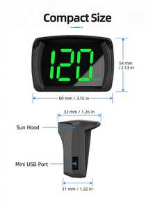 Digital Odometer MPH, Universal Golf Cart Head-Up Display Speedometer, LED Large Font Car Display Accessory, Plug And Play Compatible With Cars, Trucks, Motorcycles, SUVs And All Vehicle Models - A - View 8