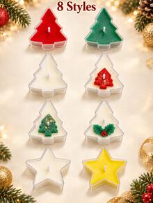 4/8/12pcs Christmas Mini Candle Set, Tree And Star Shaped, Holiday Decorative Candles, Suitable For Christmas Table Decor, Gift Boxes, Party Favors, Home Decor, Seasonal Display, Christmas Stocking Fillers And Winter Celebration Home Gifts - Multi-color - View 16