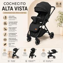 Cochecito de bebé plegable con un solo clic, toldo para el sol, modo silla de comer, modo juego, modo totalmente reclinado, gran espacio de almacenamiento, envío local, envío gratis - Negro - Ver 10