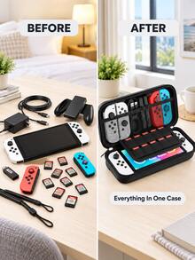 Switch 2 Carrying Case, Travel Carrying Case, Holds 10 Game Cartridges And Pockets, Black Protective Hard Shell Carrying Case For Switch 2 Console And Accessories - View 3