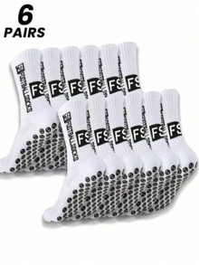 1/3/6 Pairs Men's Soccer Socks, Thick Fleece Long Tube Couple Anti-Slip Socks, Durable Sports Socks, Autumn Style - Multicolor - View 9