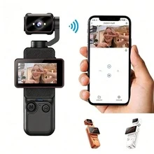Máy ảnh kỹ thuật số cầm tay di động với màn hình xoay lật, xoay trước/sau 180°, xoay phải 90°, đèn flash, chụp đêm, lấy nét tự động, chế độ phong cảnh/chân dung, pin tích hợp 1000mAh - Xem 4