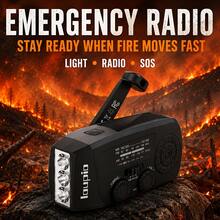 loupio Hand-Crank Emergency Radio - 2000mAh/7400mWh Solar & Hand-Crank Powered | AM/FM/WB Weather Channel | 3 Ultra-Bright LED Flashlights | SOS Function | Type-C USB Charging | Suitable For Emergency, Camping And Gifts - View 1