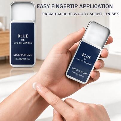 Azure Portable Men's Solid Fragrance, Long-Lasting Fresh Woody Scent 10g, Carry With You, Reapply Anytime, Suitable For Dates, Holidays, Daily Wear, Ideal Gift For Men