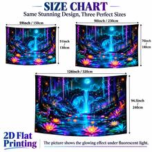 2D Flat Pattern, 1pc, Dreamy Wonderland Tapestry, Vibrant Colors, Fluorescent Stone Arch, Waterfall, Full Moon Pattern, Glows Under Fluorescent Light, Wall Decoration Backdrop, Party Decor - Multicolor - View 3