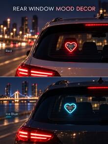 Solar Powered Heart LED Neon Light For Car Rear Window, Wireless Heart-Shaped Ambient Light, USB Rechargeable Car Interior Decoration, 3.7V 300mAh Battery, Colorful Neon Mood Light, Christmas Halloween Birthday Valentine's Day Gift For Women - USB+Solar Energy - View 7