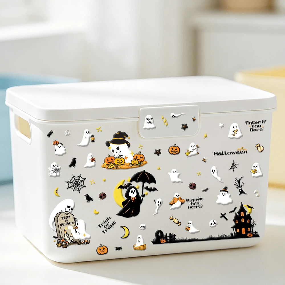 1pc Halloween Sticker Decoration For Phone Case, Refrigerator, Planner, Diary, Scrapbook, Notebook, Suitcase, Window, Guitar, Helmet, Skateboard, Laptop - Multicolor - View 1