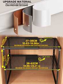Expandable Under Sink Storage Rack | Kitchen, Cabinet, Wardrobe And Shoe Multi-Functional Storage Shelf | Countertop And Closet Adjustable Organizer - Multicolor - View 10