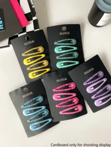 4pcs New Resin Minimalist Leopard Print Teardrop BB Clips, Exquisite Casual Daily Bangs & Broken Hair Barrettes For Girls - Multicolor - View 2