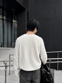 26 New Lightweight Solid Color Casual Cowl Neck Pullover Sweater With Rolled Collar, Short Length Long Sleeve Knit Top For Autumn And Winter - Apricot - View 3