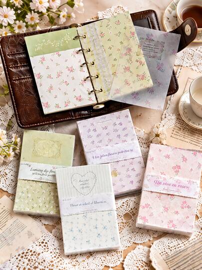 (50 Lembar Per Kemasan) Kertas Bahan Cetak Motif Bunga Segar Kecil, Bahan Non-Perekat untuk Latar Belakang Buku Catatan, Pesan Origami Buatan Tangan DIY, Kertas Dekorasi Dinding Latar Belakang Buku Catatan, Aksesoris Alat Tulis, Hadiah