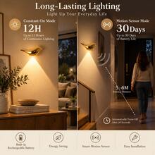 LED Motion Sensor Wall Light, Smart Touch Dimming Wall Lamp, Rechargeable Magnetic Night Light, Decorative Wall Light, Suitable For Hallway, Room Decoration, Automatic On/Off, Halloween Christmas Decoration Gift - Multi-color Bird - View 3