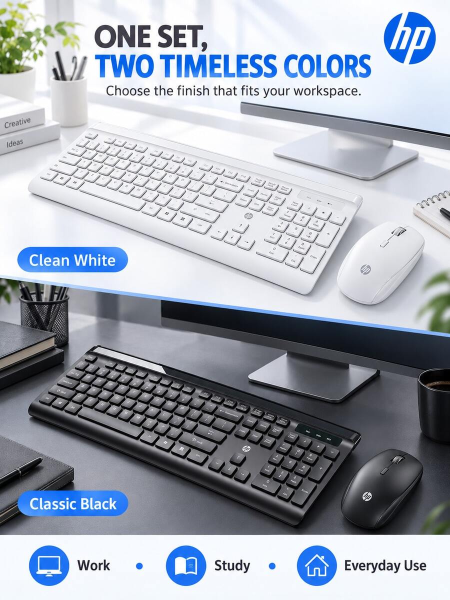 HP CS500 Wireless Keyboard And Mouse Combo, Slim, Auto Sleep, Compatible With Laptop And Desktop, Office And Home Use - View 1