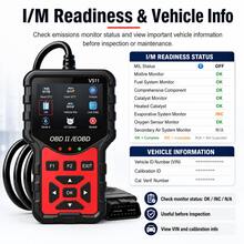 V511 OBD2 Car Diagnostic Scanner, Engine Fault Code Reader With 40,000+ DTC Library, Full OBDII Modes, Live Data Graphing, Battery Test, SMOG Check & I/M Readiness - Red - View 5