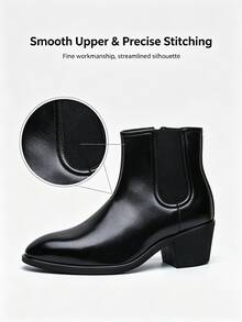Sepatu Bot Chelsea Formal Pria, Ujung Lancip, Hak Blok, Resleting Samping, Cocok untuk Pemakaian Sehari-hari, Bisnis, Pesta, dan Acara Formal untuk Semua Musim, Modis, Pesta Pernikahan, dan Acara Formal. - Hitam - View 8