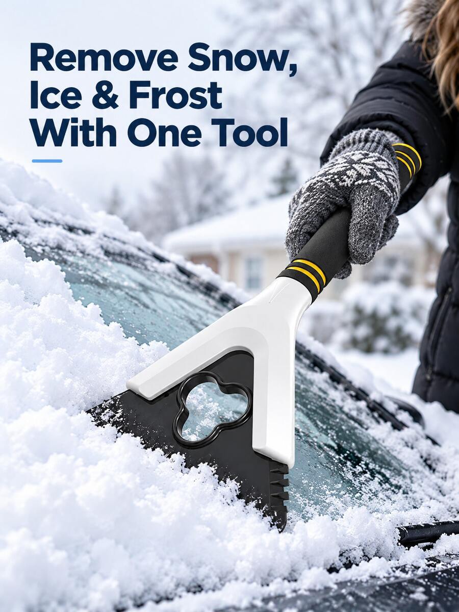 Multifunctional Car Snow Scraper, Can Remove Snow, Water And Frost, Serrated Blade, Non-Slip Handle, Winter Car Snow And Ice Removal Tool, Windshield Snow Scraper - A - View 1