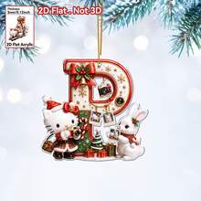 Panini Hello Kitty & Rabbit 26 Letters 2D Flat Acrylic Christmas Hanging Decor, Personalized Letter Ornament, Christmas Tree Pendant, Holiday Home Party Car Interior Decoration Gift - Multicolor - View 20