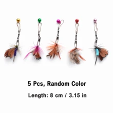 Random Color 5pcs Cat Teaser Stick Replacement Heads (Suitable For 2-16 Lbs Cats), Feather Fly Design, Plush Body + Feather Wings, With Colorful Bell And Rotating Lobster Clasp. Feathers Flutter + Bell Sounds When Shaken, Stimulating Cat's Hunting Instinct, Multi-Color Random Shipment, Interactive Cat Teasing For Self-Entertainment And Boredom Relief, Compatible With Most Cat Teaser Sticks. - Multicolor - View 2