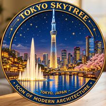 Tokyo Skytree With Cherry Blossoms And Skyline Fridge Magnet, A Memorable City Escape For All Metal Surfaces Throughout The Home - A - View 6