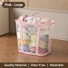1pc Large Capacity Dirty Laundry Basket, Household Bathroom Clothes Organizer, Wall-Mounted Foldable Laundry Storage Bin - Multicolor - View 6